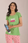 Sweet Moon Knit Cotton Pyjama Set - Pastelpink Green — thumbnail 5